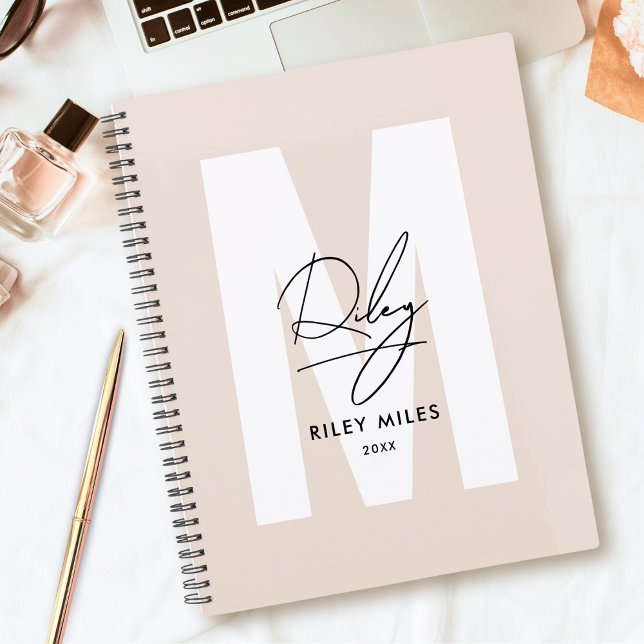 Script Monogram Blush Pink Modern Chic Signature Planner (Creator Uploaded)