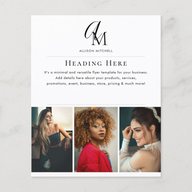 Script Monogram Business Photo QR Code Flyer (Front)