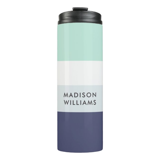 Script Monogram Colorblock Horizontal Stripe Therm Thermal Tumbler (Front)