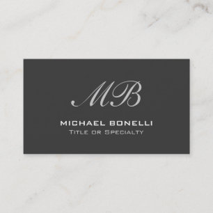 Script monogram grey background business card