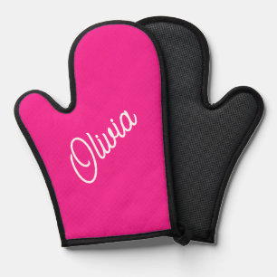 Script monogram, hot pink  oven mitt
