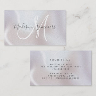 Script Monogram Iridescent Pearl Business Card