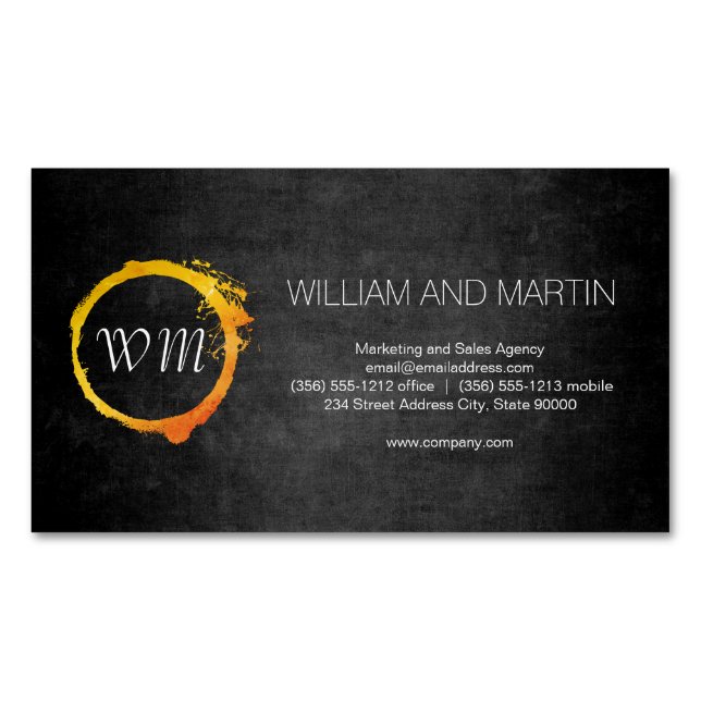 Script Monogram Magnetic Business Card (Front)