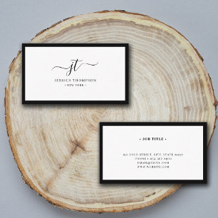 Script Monogram Minimal Black & White Luxury Business Card