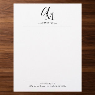 Script Monogram Minimalist Letterhead