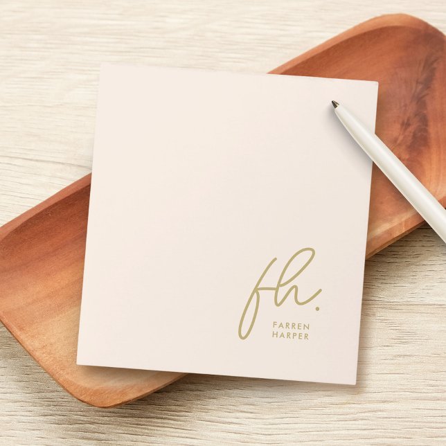 Script Monogram Modern Minimal Blush Pink Simple Notepad (Creator Uploaded)