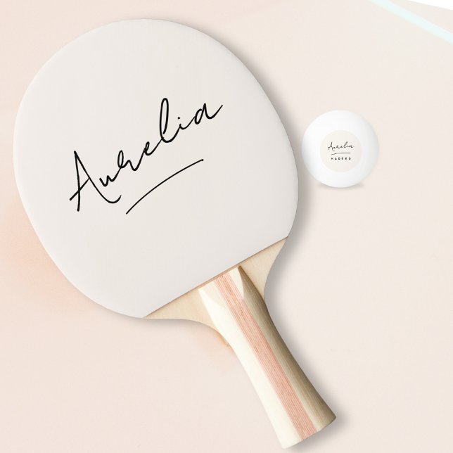 Script Monogram Modern Minimalist Feminine Name Ping Pong Paddle (Creator Uploaded)