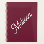 Script monogram, modern red planner<br><div class="desc">Large script typography makes a bold statement against the maroon red background. Simple yet elegant, it's a personal gift they'll love for birthday, Christmas, back to school and more.</div>