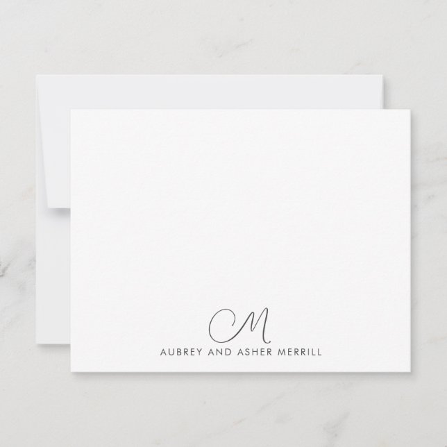 Script Monogram Modern Stationery  Card (Front)