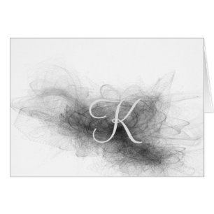 Script Monogram Note Cards- Dramatic Flare Black 5