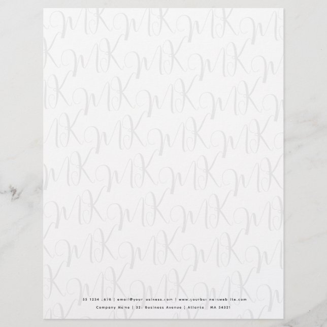 Script Monogram Pattern Professional Letterhead (Front)