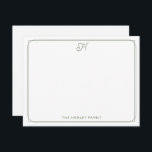 Script Monogram Pretty Family Stationery Green Card<br><div class="desc">This design features a thin double border with space for a pretty script monogram at the top and name/text at the bottom. Click the customise button if you would like to adjust the design elements and/or further modify the text! Variations of this design, additional colours, as well as coordinating products...</div>