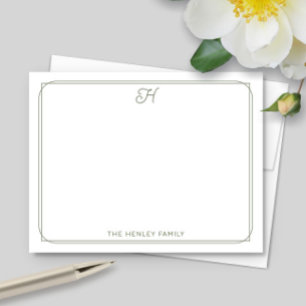 Script Monogram Pretty Family Stationery Green Card