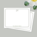 Script Monogram Pretty Family Stationery Green Card<br><div class="desc">This design features a thin double border with space for a pretty script monogram at the top and name/text at the bottom. Click the customise button if you would like to adjust the design elements and/or further modify the text! Variations of this design, additional colours, as well as coordinating products...</div>