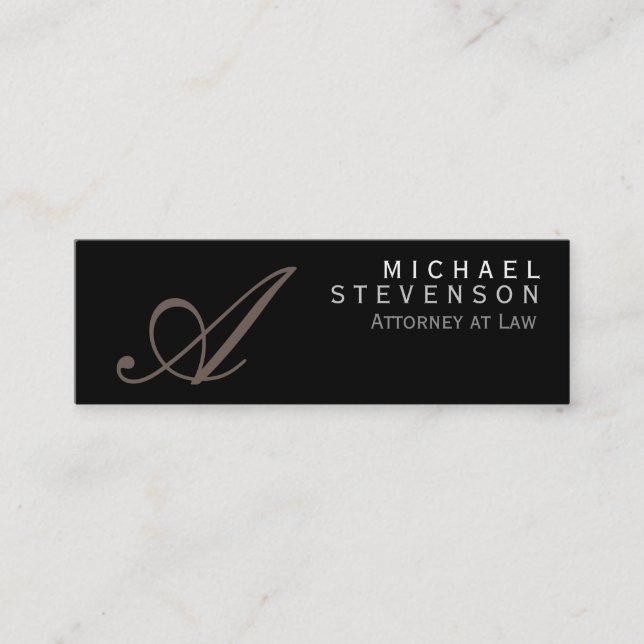 Script Monogram Slim Attorney at Law Business Card (Front)