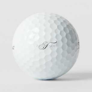 Script Monogram "T" and Custom Last Name Titleist Golf Balls