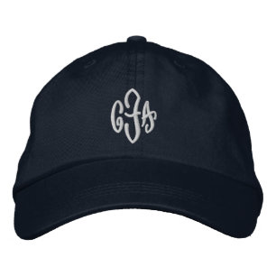 Script Monogram Three Initial Monogram Embroidered Hat