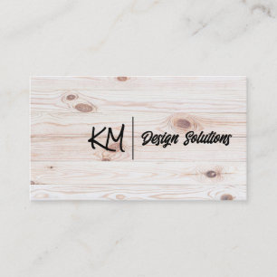 Script Monogram Wooden Boards Business Card