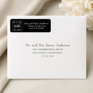 Script Mr and Mrs Monogram Wedding Black