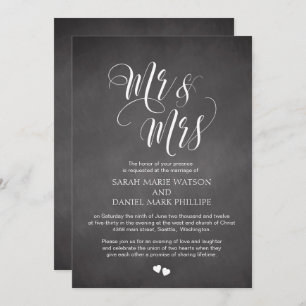 Script Mr & Mrs Wedding Invite Chalkboard Card
