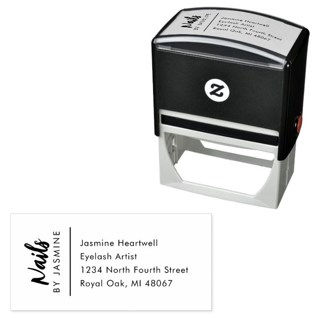 Script Nail Artist Studio Name Address Self-inking Stamp (In Situ)