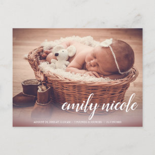 Script Name Baby Girl Photo Birth Announcement Postcard