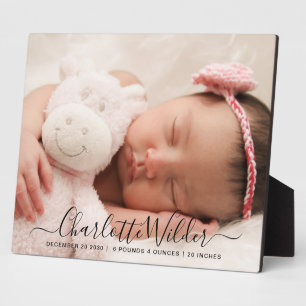 Script Name Baby Photo Birth Stats Plaque