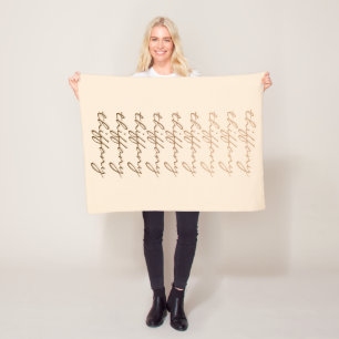 Script Name Beige Gradient Repeating Name Fleece Blanket