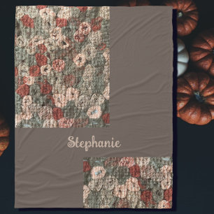 Script name boho rustic earth tones circle autumn fleece blanket