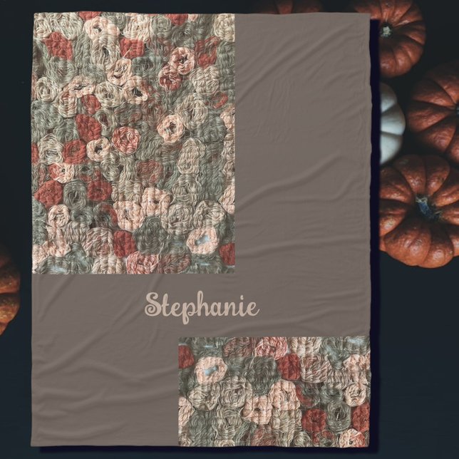 Script name boho rustic earth tones circle autumn  fleece blanket (Creator Uploaded)