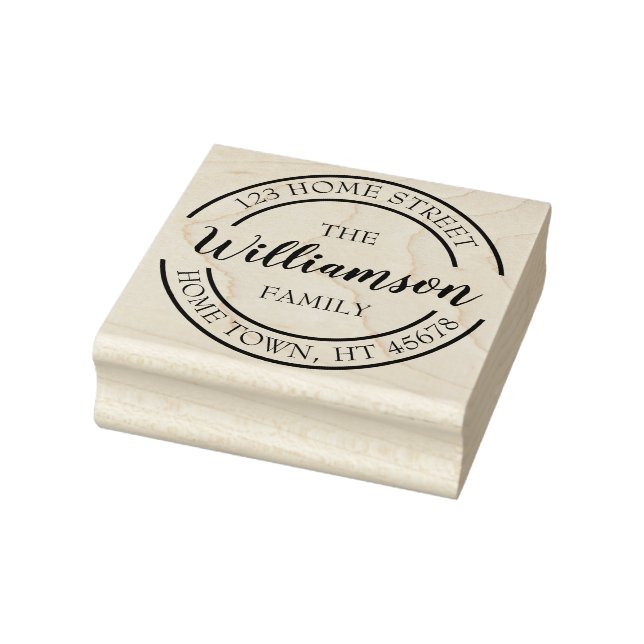 Script Name Circle Return Address Rubber Stamp (Stamp)