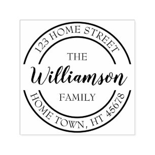 Script Name Circle Return Address Self-inking Stamp