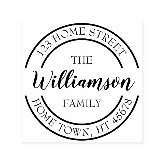Script Name Circle Return Address Self-inking Stamp (Design)