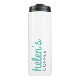 Script Name Coffee Tumbler Custom Gift Teal Blue