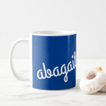 Script Name Custom Gift Navy Blue White Coffee Mug