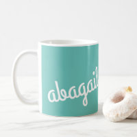 Script Name Custom Gift Teal Blue White Coffee Mug