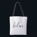 Script Name Custom Personalised Gift Tote Bag<br><div class="desc">This personalised tote bag is simple,  modern and elegant. Text and text colour is fully customisable. Perfect as a bridesmaid gift,  wedding favour,  birthday or graduation gift. Part of a collection from Parcel Studios.</div>
