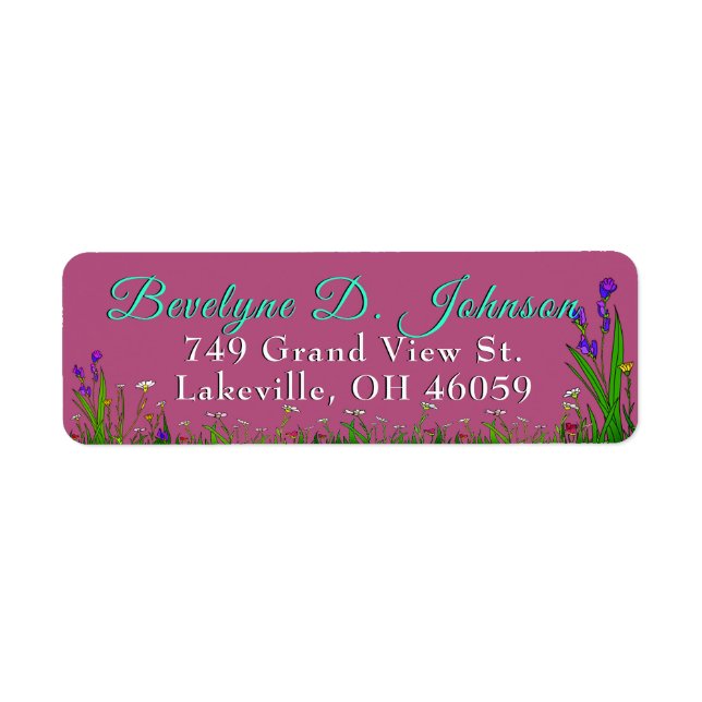 Script Name Grass & Flower Border on Burgundy (Front)