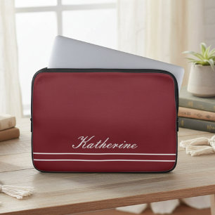 Script Name Minimalist Burgundy Red Laptop Sleeve