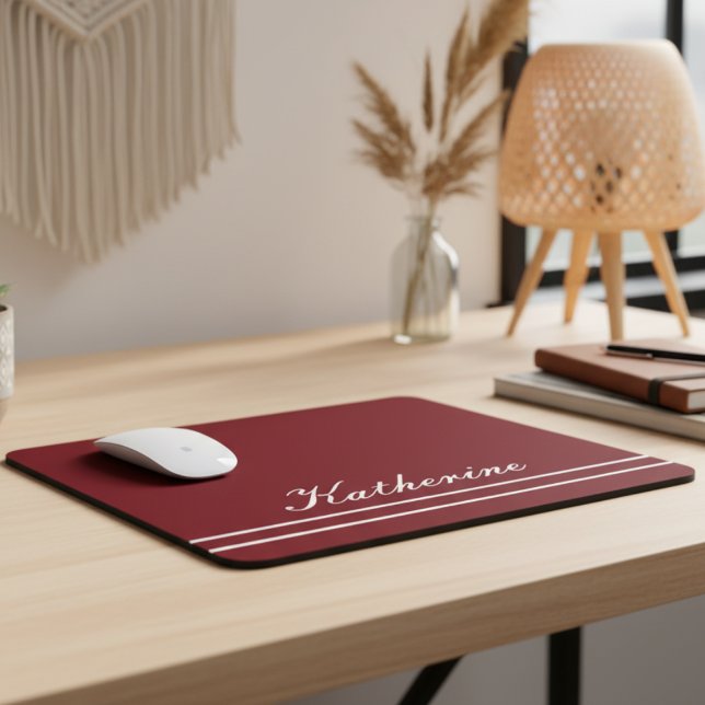 Script Name Minimalist Burgundy Red Mouse Mat (Creator Uploaded)