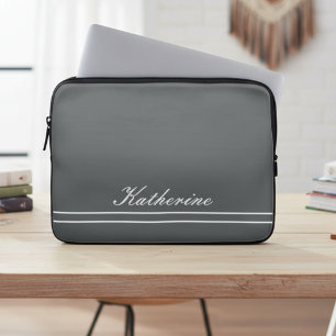 Script Name Minimalist Charcoal Gray Laptop Sleeve