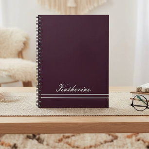 Script Name Minimalist Plum Notebook