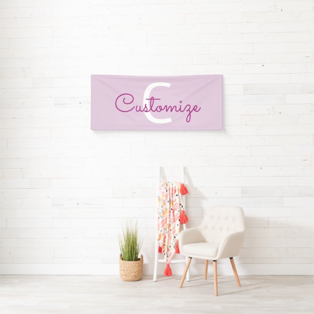 Script Name & Monogram | Magenta & Light Purple Banner (Insitu)