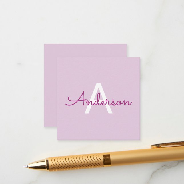 Script Name & Monogram | Magenta & Light Purple Enclosure Card (Front/Back In Situ)