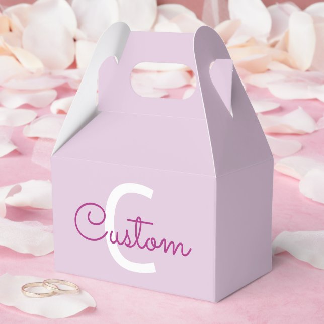 Script Name & Monogram | Magenta & Light Purple Favour Box (Wedding)