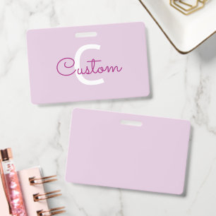 Script Name & Monogram   Magenta & Light Purple ID Badge