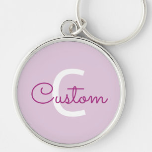 Script Name & Monogram Magenta & Light Purple Key Ring