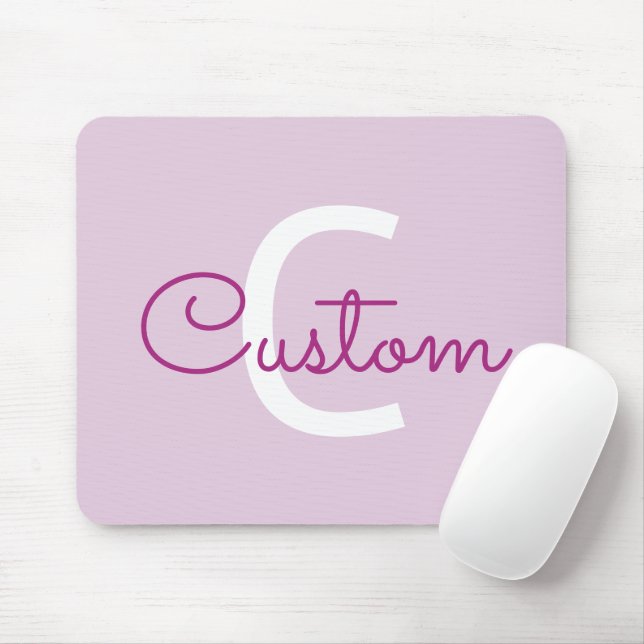 Script Name & Monogram | Magenta & Light Purple Mouse Mat (With Mouse)