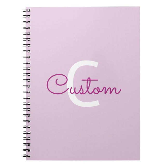 Script Name & Monogram | Magenta & Light Purple Notebook (Front)
