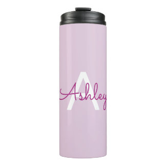 Script Name & Monogram | Magenta & Light Purple Thermal Tumbler